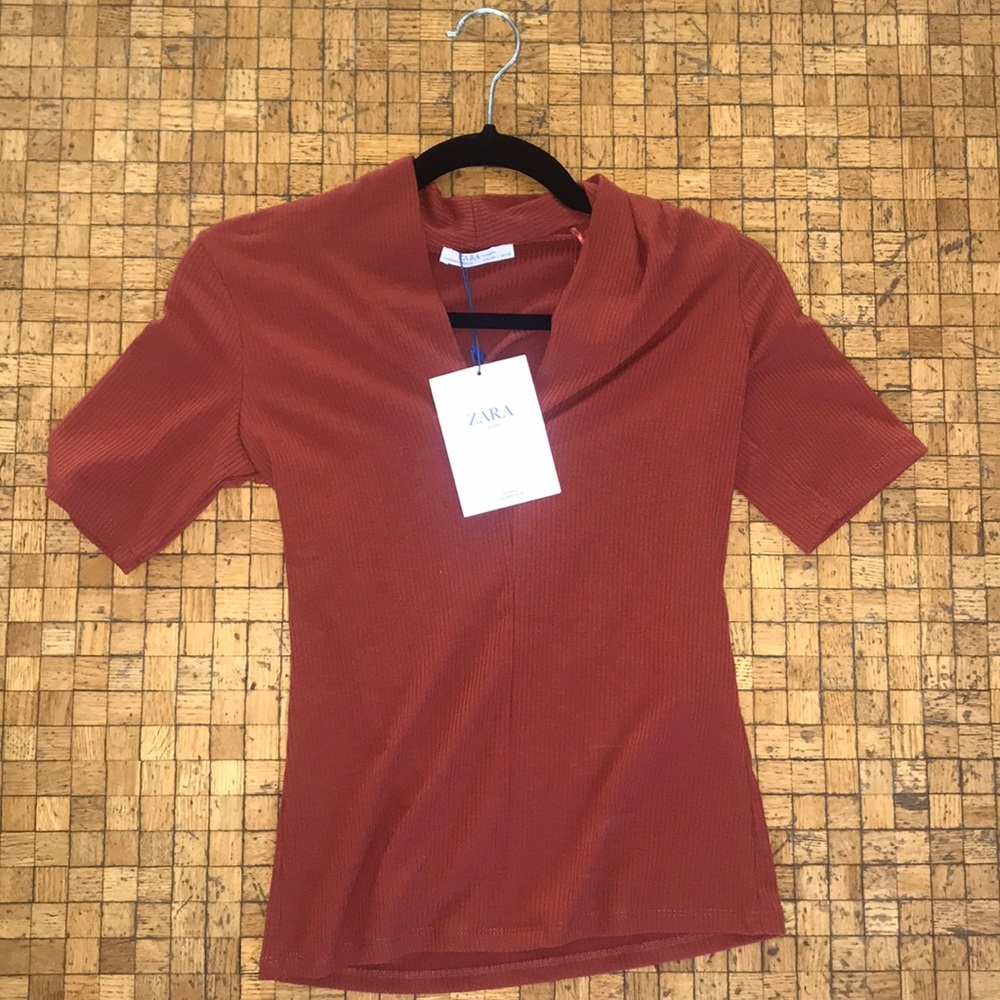 Zara short sleeve orange top NWT